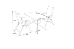 Best BasicPlus Pro Garten-Essgruppe, anthrazit/silber, Alu/Textilene/KETTALUX, Tisch 140 x 95 cm, 2 Klappstühle Garten-Essgruppen