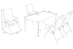 Clearance BasicPlus Pro Garten-Essgruppe, anthrazit/silber, Alu/Textilene, 160 x 95 cm, 4 Klappstühle Garten-Essgruppen