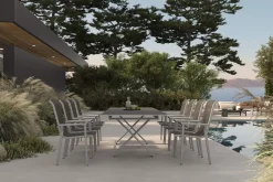 Sale BasicPlus Pro Garten-Essgruppe, silber/anthrazit, Alu/Textilene, ausziehbarer Tisch 180/280 x 100 cm, 8 Stapelsessel Garten-Essgruppen