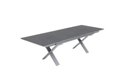 Sale BasicPlus Pro Garten-Essgruppe, silber/anthrazit, Alu/Textilene, ausziehbarer Tisch 180/280 x 100 cm, 8 Stapelsessel Garten-Essgruppen