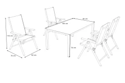 Sale BasicPlus Pro Garten-Essgruppe, anthrazit, Alu/Textilene, Tisch 160 x 95 cm, 4 Klappstühle Garten-Essgruppen