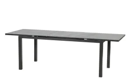 Outlet BasicPlus Pro Garten-Essgruppe, anthrazit, Alu/Textilene, Tisch 180/240 x 90 cm, 6 Stapelsessel Garten-Essgruppen