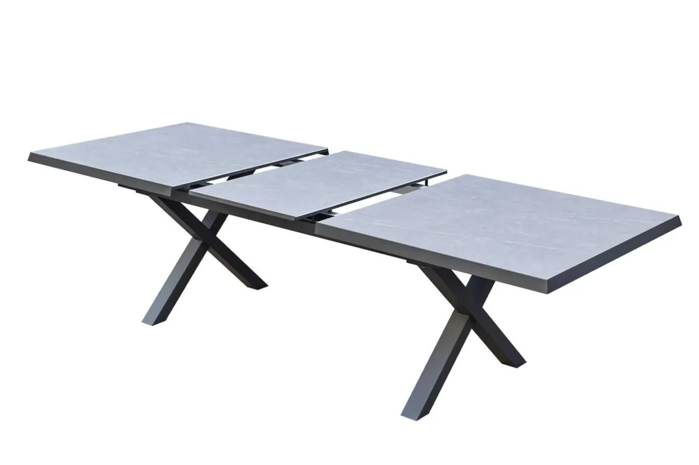 Sale BasicPlus Pro Garten-Essgruppe, silber/bordeaux, Alu/Steinimitat/Polyester, 200/260 x 100 cm, 6 Stapelsessel, Polster inklusive Garten-Essgruppen|Aluminium-Gartenmöbel