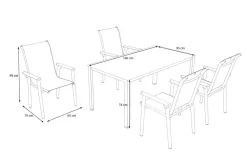 Outlet BasicPlus Pro Garten-Essgruppe, silber/anthrazit, Alu/Textilene, Esstisch 160 x 95 cm, 4 Stapelsessel Garten-Essgruppen