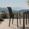 Online BasicPlus Pro Garten-Essgruppe, anthrazit, Alu/Textilene/Spraystone, Tisch 180/280 x 100 cm, 6 Stapelsessel Garten-Essgruppen