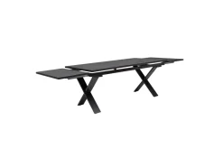 Online BasicPlus Pro Garten-Essgruppe, anthrazit, Alu/Textilene/Spraystone, Tisch 180/280 x 100 cm, 6 Stapelsessel Garten-Essgruppen