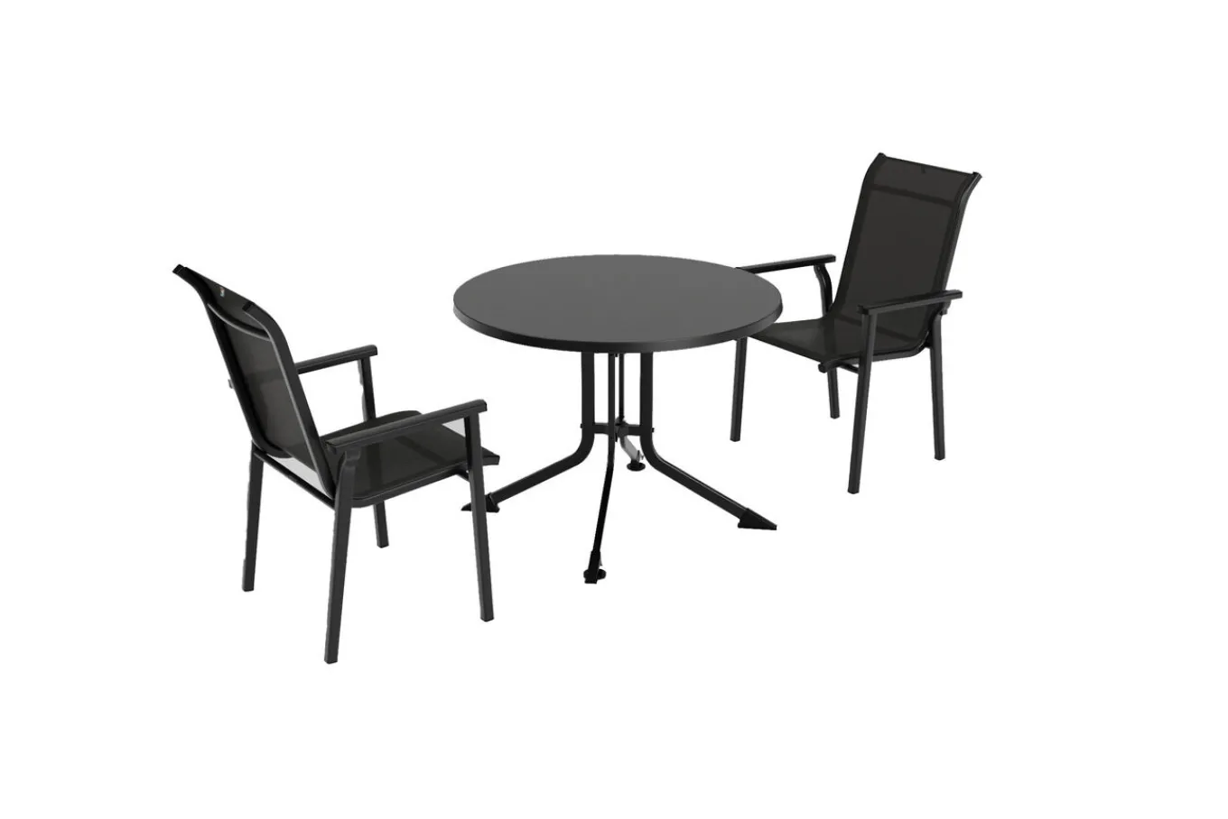 BasicPlus Pro Garten-Essgruppe, anthrazit, Aluminium/Textilene/KETTALUX, Ø 100 x 74 cm, 2 Stapelsessel Garten-Essgruppen
