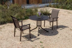 BasicPlus Pro Garten-Essgruppe, anthrazit, Aluminium/Textilene/KETTALUX, Ø 100 x 74 cm, 2 Stapelsessel Garten-Essgruppen