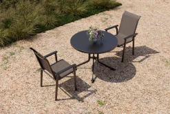 BasicPlus Pro Garten-Essgruppe, anthrazit, Aluminium/Textilene/KETTALUX, Ø 100 x 74 cm, 2 Stapelsessel Garten-Essgruppen