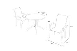 BasicPlus Pro Garten-Essgruppe, anthrazit, Aluminium/Textilene/KETTALUX, Ø 100 x 74 cm, 2 Stapelsessel Garten-Essgruppen