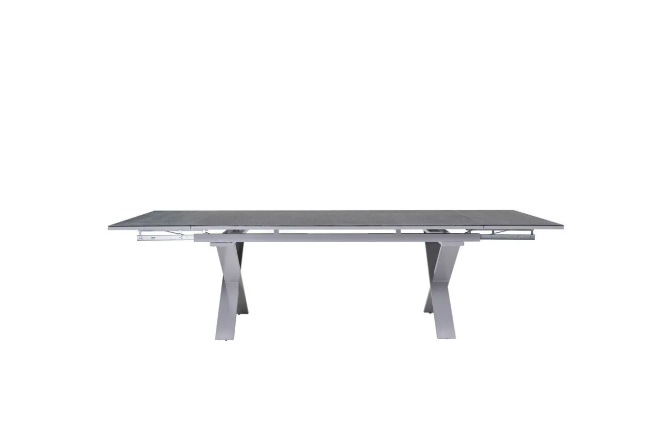 Discount BasicPlus Pro Garten-Essgruppe, silber/anthrazit, Alu/Textilene/Spraystone, 180/280 x 100 cm, 6 Klappstühle Garten-Essgruppen