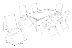 Discount BasicPlus Pro Garten-Essgruppe, silber/anthrazit, Alu/Textilene/Spraystone, 180/280 x 100 cm, 6 Klappstühle Garten-Essgruppen