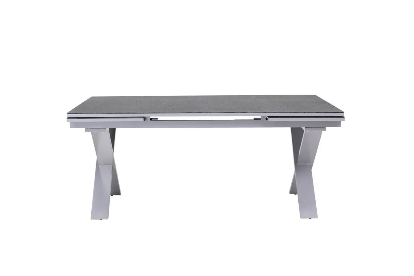 Discount BasicPlus Pro Garten-Essgruppe, silber/anthrazit, Alu/Textilene/Spraystone, 180/280 x 100 cm, 6 Klappstühle Garten-Essgruppen