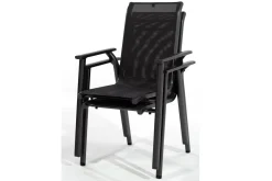 Clearance BasicPlus Pro Garten-Essgruppe, anthrazit/bordeaux, Alu/Polyester/Spraystone, 180/280 x 100 cm, 6 Stapelsessel, Polster inklusive Garten-Essgruppen|Aluminium-Gartenmöbel
