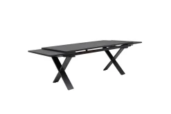Clearance BasicPlus Pro Garten-Essgruppe, anthrazit/bordeaux, Alu/Polyester/Spraystone, 180/280 x 100 cm, 6 Stapelsessel, Polster inklusive Garten-Essgruppen|Aluminium-Gartenmöbel
