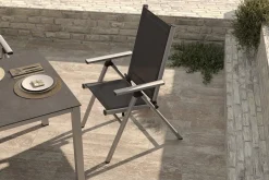 Best BasicPlus Pro Klappstuhl, silber/anthrazit, Aluminium/Textilene, 75 x 62 x 110 cm, klappbar Gartenstühle & Gartensessel