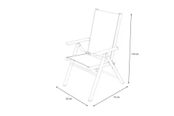 Best BasicPlus Pro Klappstuhl, silber/anthrazit, Aluminium/Textilene, 75 x 62 x 110 cm, klappbar Gartenstühle & Gartensessel