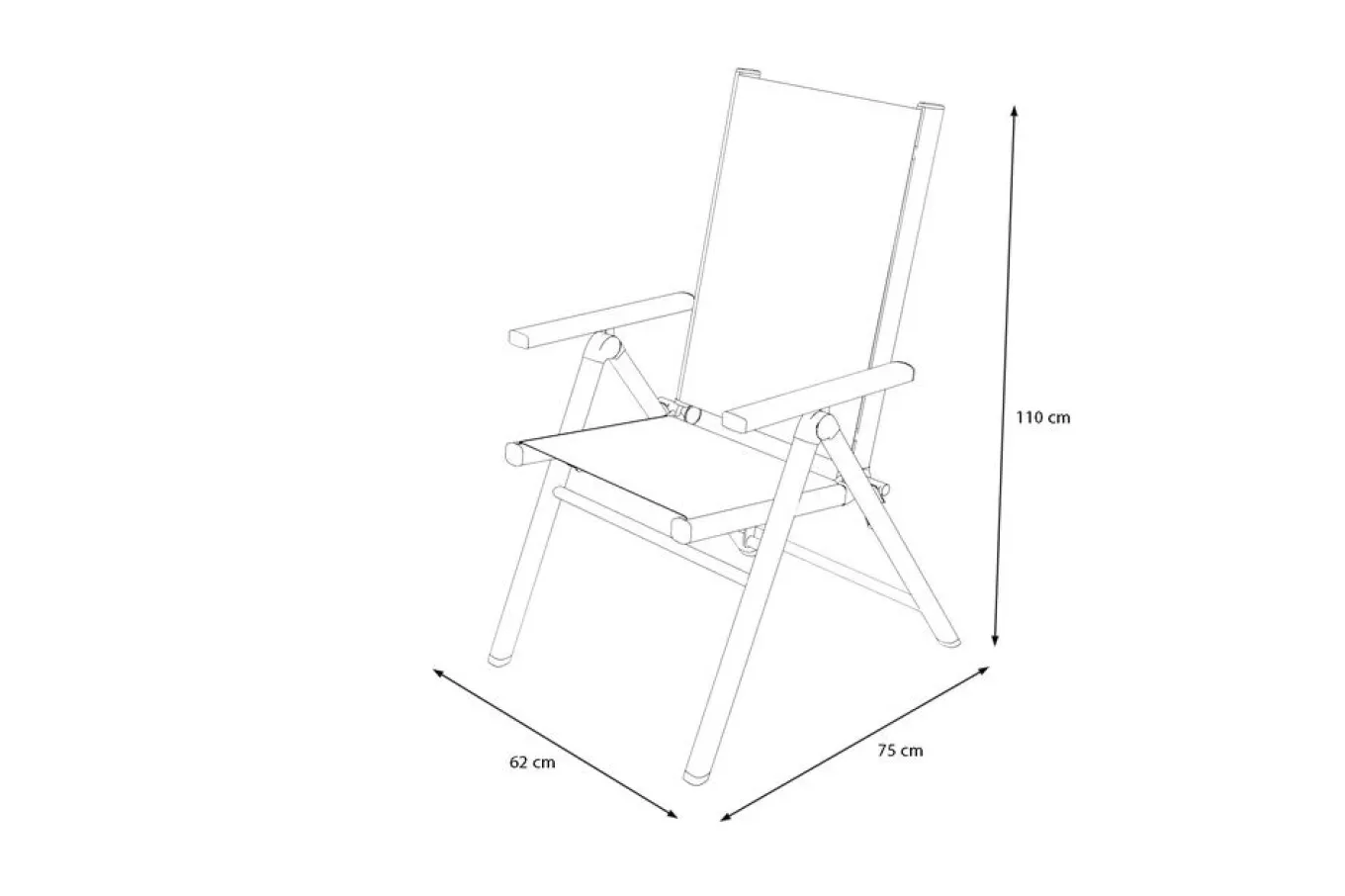 Clearance BasicPlus Pro Klappstuhl, anthrazit, Aluminium/Textilene, 75 x 62 x 110 cm, klappbar Gartenstühle & Gartensessel