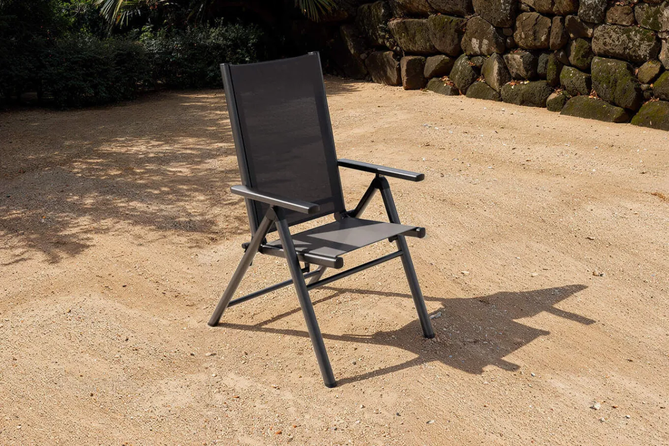 Clearance BasicPlus Pro Klappstuhl, anthrazit, Aluminium/Textilene, 75 x 62 x 110 cm, klappbar Gartenstühle & Gartensessel