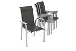 Online BasicPlus Pro Stapelsessel, silber/anthrazit, Aluminium/Textilene, 70 x 65 x 99 cm, stapelbar Gartenstühle & Gartensessel