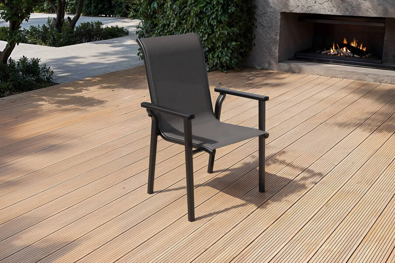 Discount BasicPlus Pro Stapelsessel, anthrazit, Aluminium/Textilene, 70 x 65 x 99 cm, stapelbar Gartenstühle & Gartensessel