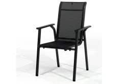 Discount BasicPlus Pro Stapelsessel, anthrazit, Aluminium/Textilene, 70 x 65 x 99 cm, stapelbar Gartenstühle & Gartensessel