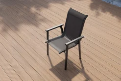 Discount BasicPlus Pro Stapelsessel, anthrazit, Aluminium/Textilene, 70 x 65 x 99 cm, stapelbar Gartenstühle & Gartensessel