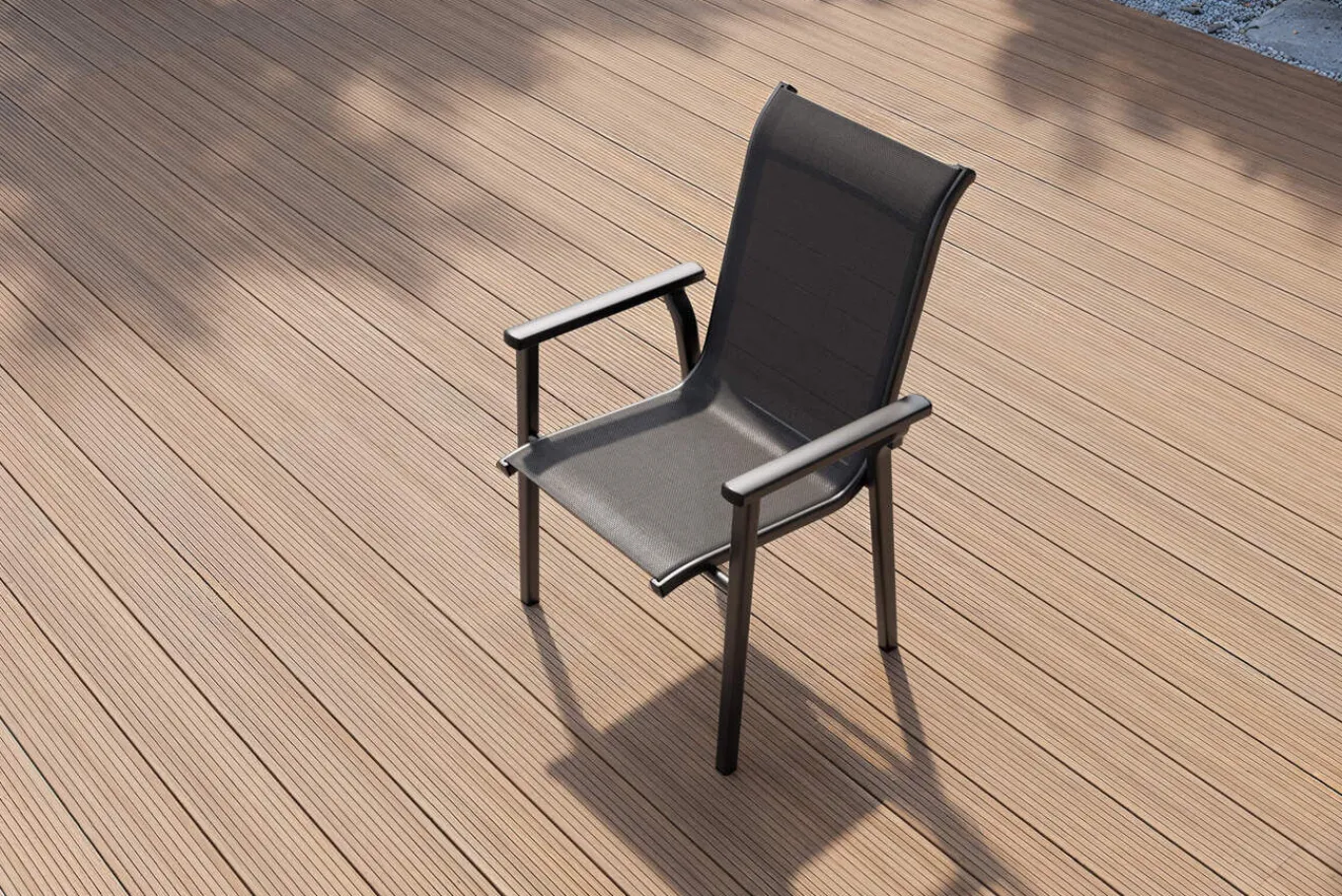Discount BasicPlus Pro Stapelsessel, anthrazit, Aluminium/Textilene, 70 x 65 x 99 cm, stapelbar Gartenstühle & Gartensessel