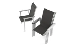 Sale BasicPlus Pro Stapelsessel 4er-Set, silber/anthrazit, Aluminium/Textilene, 70 x 65 x 99 cm, stapelbar Gartenstühle & Gartensessel