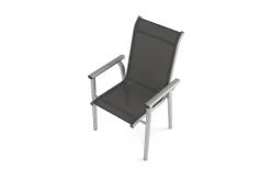 Clearance BasicPlus Pro Stapelsessel 6er-Set, silber/anthrazit, Aluminium/Textilene, 70 x 65 x 99 cm, stapelbar Aluminium-Gartenmöbel|Gartenstühle & Gartensessel