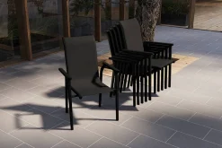 Online BasicPlus Pro Stapelsessel 6er-Set, anthrazit, Aluminium Textilene, 70 x 65 x 99 cm, stapelbar Aluminium-Gartenmöbel|Gartenstühle & Gartensessel