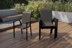 Online BasicPlus Pro Stapelsessel 6er-Set, anthrazit, Aluminium Textilene, 70 x 65 x 99 cm, stapelbar Aluminium-Gartenmöbel|Gartenstühle & Gartensessel