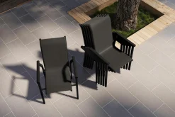 Online BasicPlus Pro Stapelsessel 6er-Set, anthrazit, Aluminium Textilene, 70 x 65 x 99 cm, stapelbar Aluminium-Gartenmöbel|Gartenstühle & Gartensessel