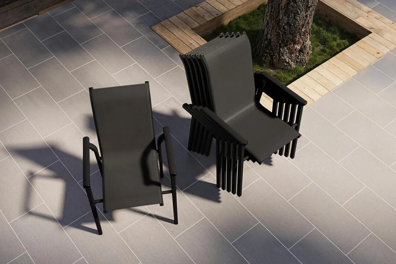 Online BasicPlus Pro Stapelsessel 6er-Set, anthrazit, Aluminium Textilene, 70 x 65 x 99 cm, stapelbar Aluminium-Gartenmöbel|Gartenstühle & Gartensessel