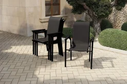 Best BasicPlus Pro Stapelsessel 4er-Set, anthrazit, Aluminium Textilene, 70 x 65 x 99 cm, stapelbar Gartenstühle & Gartensessel