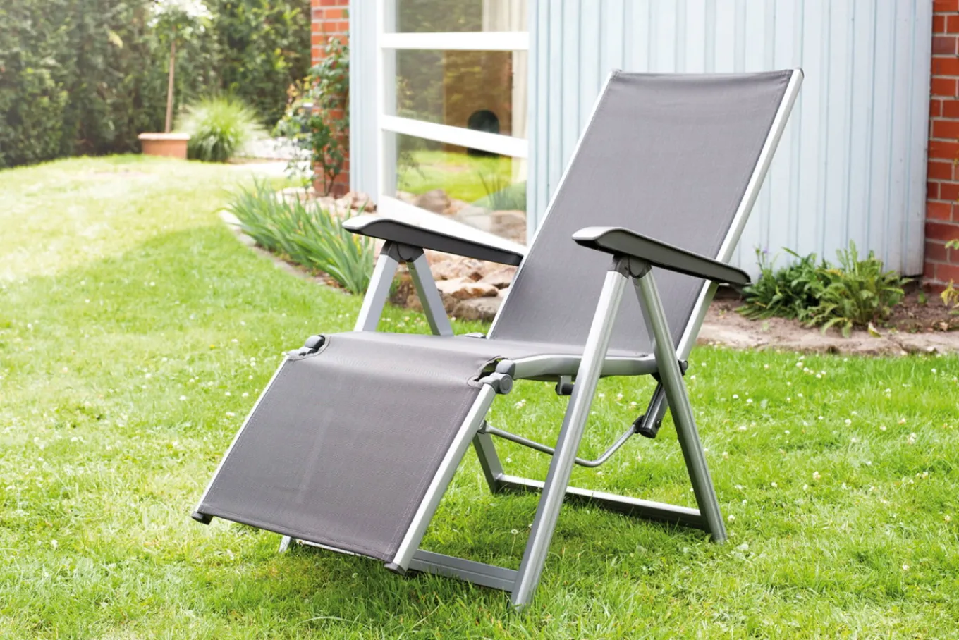 Sale BasicPlus Relaxsessel, silber/anthrazit, Alu/Textilene, 90 x 61 x 44 cm, 0301216-0000 Aluminium-Gartenmöbel|Gartenstühle & Gartensessel
