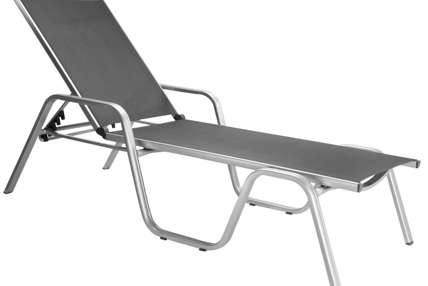 Best BasicPlus Stapelliege, silber/anthrazit, Alu/Textilene, 202 x 70 x 37,5cm, 0301214-0000 Gartenliegen