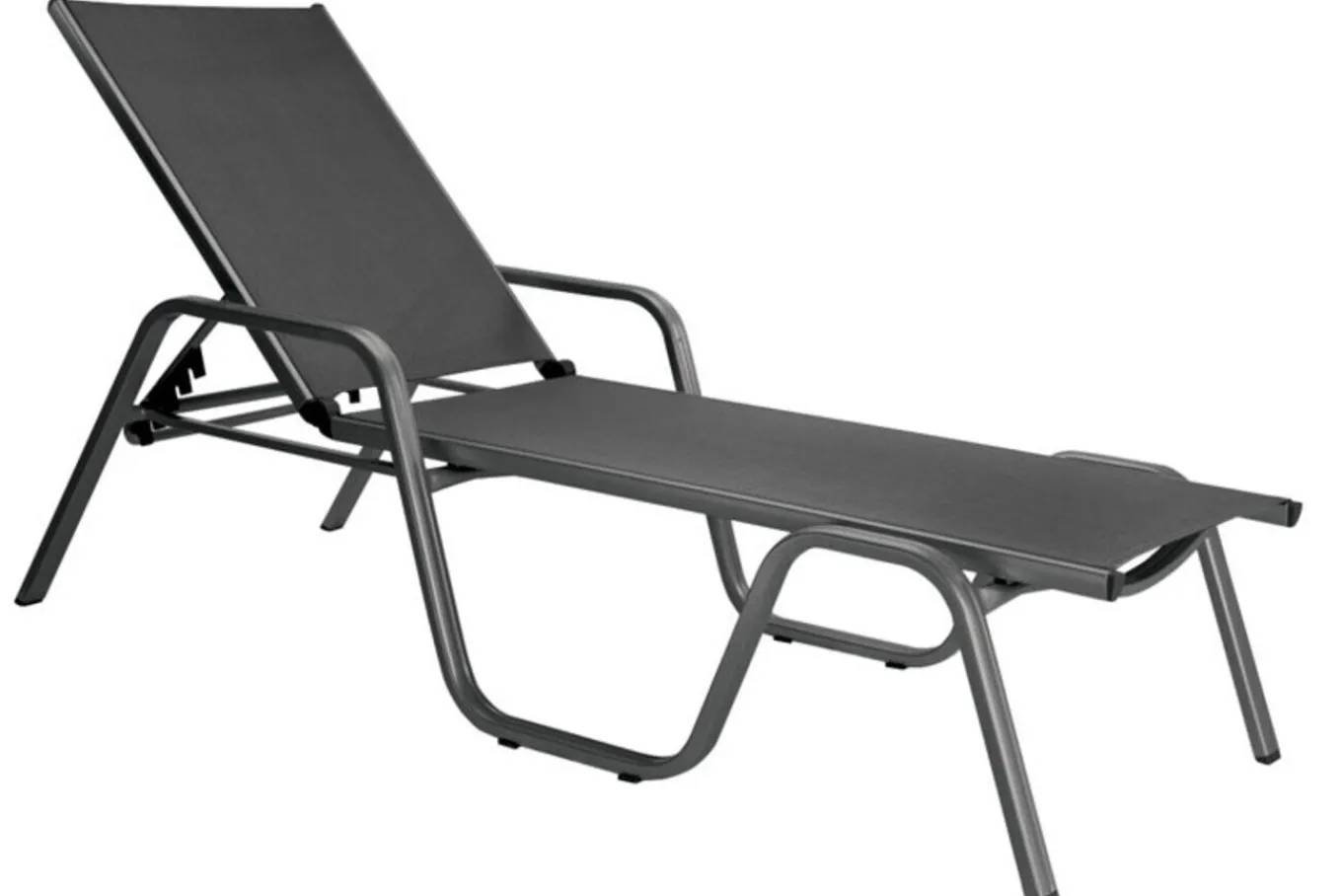 Online BasicPlus Stapelliege, anthrazit/anthrazit, Alu/Textilene, 202 x 70 x 37,5cm, 0301214-7000 Gartenliegen