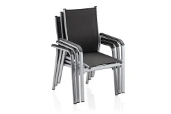 Online BasicPlus Stapelsessel, silber/anthrazit, Alu/Textilene, 0301205-0000 Aluminium-Gartenmöbel|Gartenstühle & Gartensessel