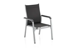 Online BasicPlus Stapelsessel, silber/anthrazit, Alu/Textilene, 0301205-0000 Aluminium-Gartenmöbel|Gartenstühle & Gartensessel