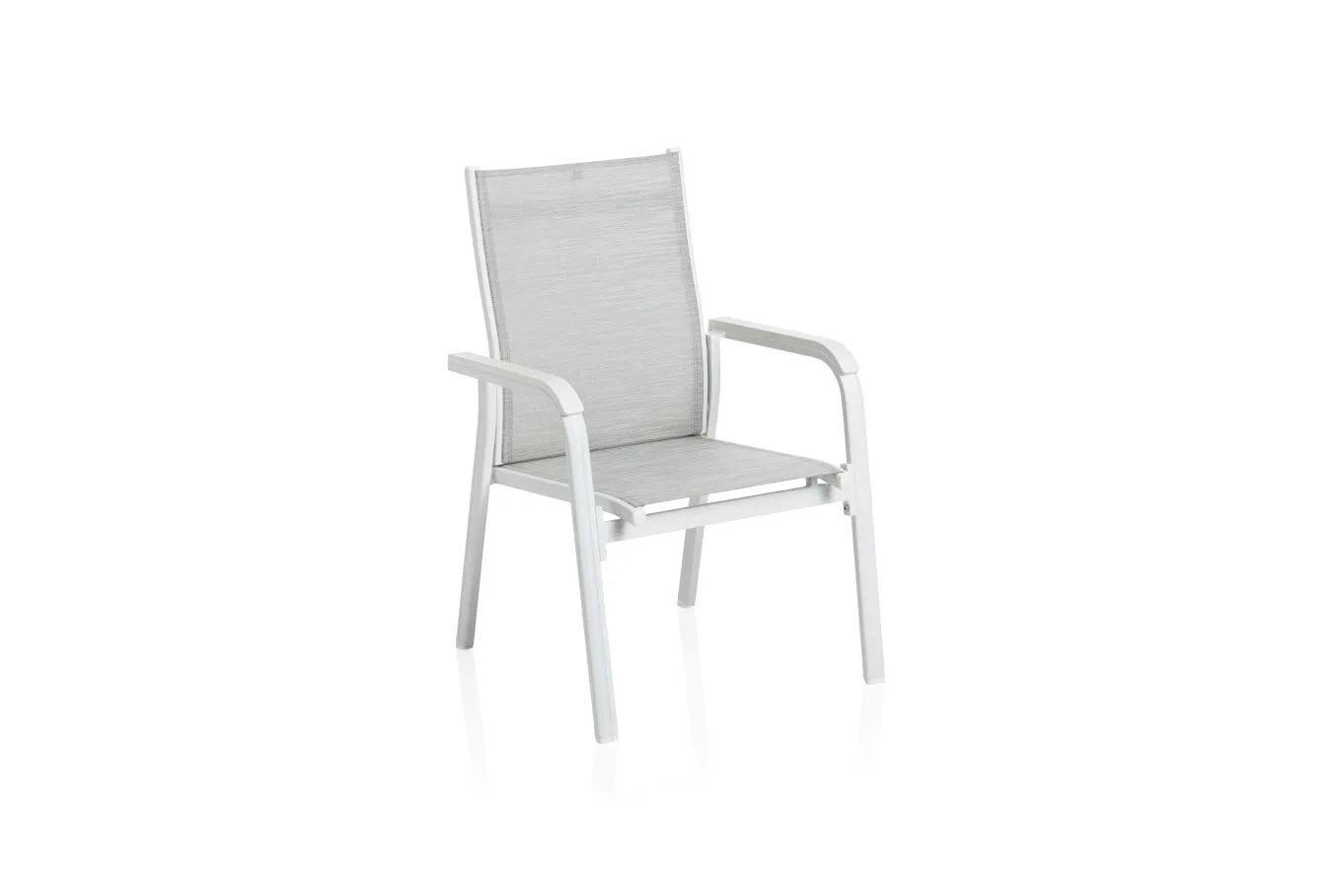 BASIC PLUS Stapelsessel,weiß matt/hellgrau, Alu/Outdoorgewebe, stapelbar, 0301205-5200 Aluminium-Gartenmöbel|Gartenstühle & Gartensessel