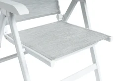 Online Boulevard/BasicPlus Balkon-Set, weiß/hellgrau, Aluminium/KETTALUX, Tisch 70 x 70 cm, 2 Klappstühle, ergonomisch Balkonmöbel-Set|Aluminium-Gartenmöbel