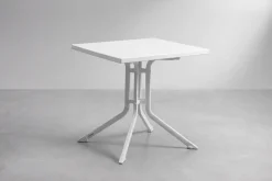 Online Boulevard/BasicPlus Balkon-Set, weiß/hellgrau, Aluminium/KETTALUX, Tisch 70 x 70 cm, 2 Klappstühle, ergonomisch Balkonmöbel-Set|Aluminium-Gartenmöbel