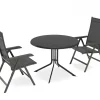 New Boulevard/BASIC PLUS Balkon-Set, anthrazit, Aluminium/Kettalux, Klapptisch Ø100 cm Balkonmöbel-Set|Aluminium-Gartenmöbel