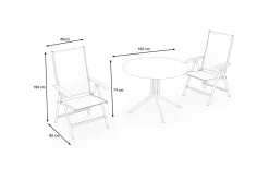 New Boulevard/BASIC PLUS Balkon-Set, anthrazit, Aluminium/Kettalux, Klapptisch Ø100 cm Balkonmöbel-Set|Aluminium-Gartenmöbel