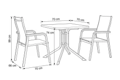 Clearance Boulevard/BasicPlus Balkon-Set, weiß/hellgrau, Aluminium/KETTALUX, Tisch 70 x 70 cm, 2 Stapelsessel, schmutzabweisend Balkonmöbel-Set|Aluminium-Gartenmöbel