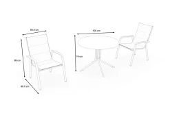 Discount Boulevard/Basic Plus Balkon-Set mit 2 Stapelsesseln, anthrazit, Alu/Kettalux, Klapptisch Ø100 cm Balkonmöbel-Set|Aluminium-Gartenmöbel
