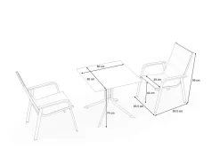 New Boulevard/Basic Plus Balkon-Set, anthrazit, Aluminium/KETTALUX, Klapptisch 80 x 80 cm, 2 Stapelsessel, witterungsbeständig, pflegeleicht Balkonmöbel-Set|Aluminium-Gartenmöbel
