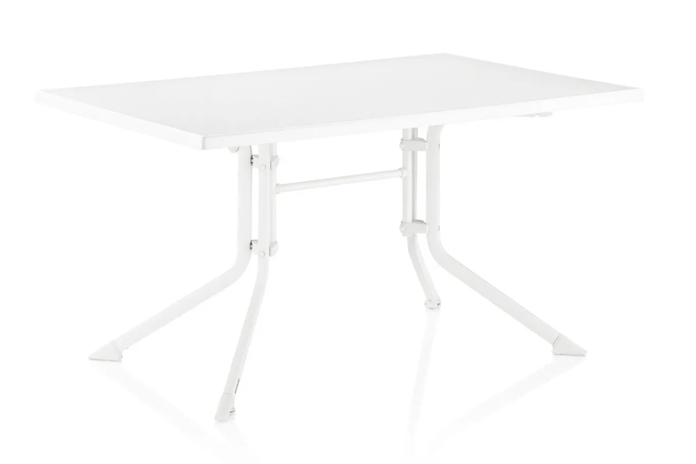 Best Boulevard/Basic Plus Gartenessgruppe, weiß/hellgrau, Aluminium, Klapptisch 140 x 95 cm, 4 Stapelsessel Aluminium-Gartenmöbel