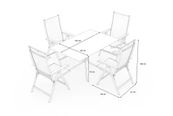 Online Boulevard/Basic Plus Gartenessgruppe, anthrazit, Aluminium/KETTALUX, Klapptisch 140 x 95 cm, 4 Klappstühle, kratzfest, witterungsbeständig Garten-Essgruppen|Aluminium-Gartenmöbel